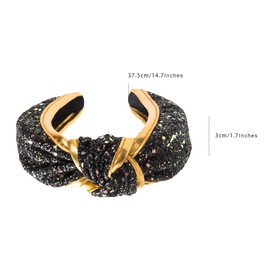 scicent Black Headbands for Women Top Knot Hair Accessories for Party Wedding Wide Hairbands Elastic Hair Bands for Girls Non-Slip Vintage Head Band Bling Glitter Sequins Hair Hoops - 27516
