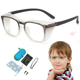 GOKEI Pollen Prevention Glasses, For Kids, 3 - 14 Years Old, Double-Sided Anti-Fog, Blue Light Cut, Pollen Glasses, Anti-Fog, Anti-Fog, For Kids, Pollen Protection, Black