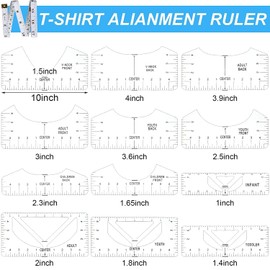Powerful 14PCS T-Shirt Ruler Guide Alignment Tool Vinyl Center Design T Shirt Rule Measure Tool (Solid White)
