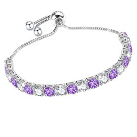 J.Fée Purple Bracelets for Womens Silver Plated Bracelet for Women,Crystal Tennis Bracelet for Women Adjustable Bracelet Women Bracelet Diamond Bracelet for Women Jewellery,Valentines Gifts for Her