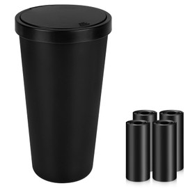 Accmor Car Trash Can, Mini Trash Cup Vehicle Dustbin with 60 Additional Trash Bags for Exclusive Using, Multipurpose Automotive Garbage Bin for Office & Home to Meet Various Needs, Black