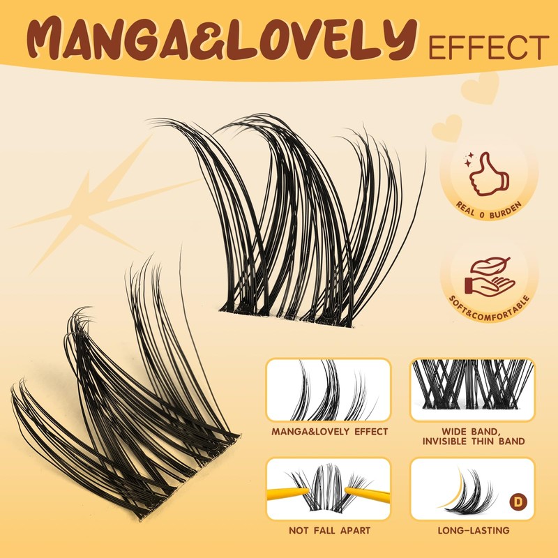 QUEWEL Manga Lash Clusters Fairy Lash Clusters DIY Individual Lashes