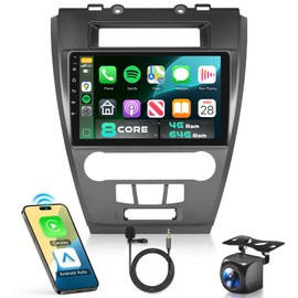 8Core 4GB+64GB for Ford Fusion Mustang 2009-2012 Car Stereo Radio with Snapdragon Chip 10.1 Inch IPS Touchscreen Wireless Carplay/Android Auto DSP Hi-Res 5/6GhzWiFi GPS Android 13 Camera, lron Grey