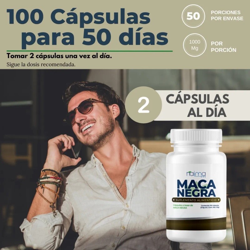 Maca Negra 500mg - 100 Cápsulas Por Frasco