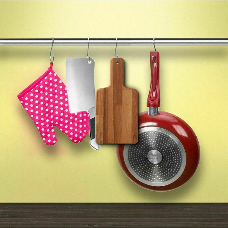 20PCS Steel S Shape Hooks Kitchen Hanger Rack Clothes Hanging