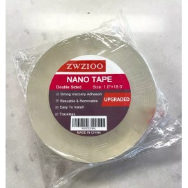 NANO Clear Nano Double-Sided Adhesive Traceless Removable Washable Tape 1" x 18 Ft.