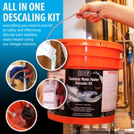 DrainX DrainX Tankless Water Heater Flushing Kit with Gallon Concentrated Vinegar, Dilutes to 4 Gallons, Heavy Duty 1/6HP Extra Strength Pump and Hoses.