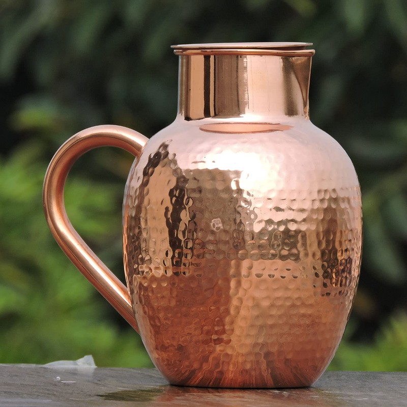 Pure Copper Water Jug with Bowl, Heavy Duty Copper Jug
