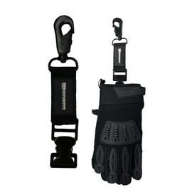 GatorBite Glove Clip - High-Tension Alligator Clamp for Gloves - Durable, Hands-Free Attachment to Belts, Bags, Loops, Harnesses - Works with Any Size Gloves - Stainless Steel, Leather, Nylon, Black