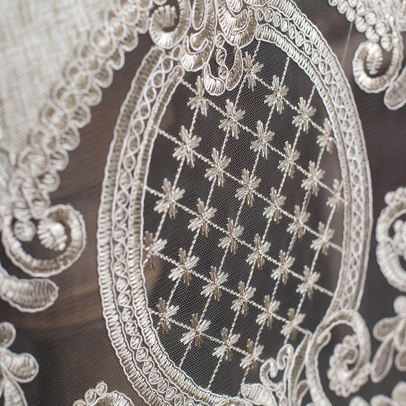 ARTABLE Lace Table Runner Rectangle Gray Cotton Linen Fabric Dresser