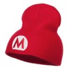 Circle Mario Embroidered Short Beanie - Red OSFM
