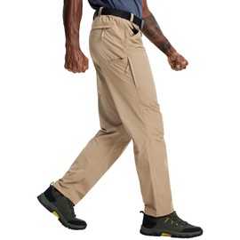 Mens Lightweight Hiking Pants Flex Cargo Work Tactical Nylon Stretch Waterproof Quick Dry Fishing Outdoor Travel (Khaki, 36W*30L)