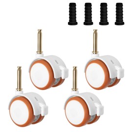 Ticeed Set of 4 Castors Set Rubber Wheels Swivel Castors with Brake, Quiet Furniture Castors, Replacement Castors, Freewheel Castors with Sleeve Pins for Trolleys, Cot, Bassinet, Flower Stands,