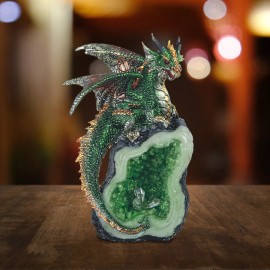 Green Dragon Statue 8.5"H Fantasy Collectible Figurine Decorative Room Decor