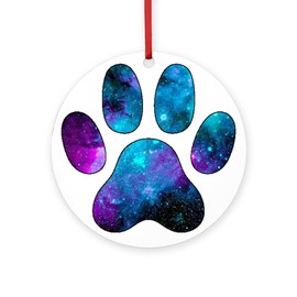 CafePress Galactic Paw Print Round 4" MDF Holiday Ornament
