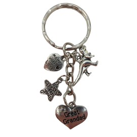 Love Heart Keyring Great Grandad Gem Charm Tyrannosaurus Rex Dinosaur Pendant