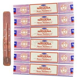 Satya Nag Champa Nirvana Incense Sticks | x6 pack | with SAMASIA incense sticks holder | Used for Aromatherapy, Spa, Yoga, Weddings, Meditation, Healing, Positivity and Relaxation
