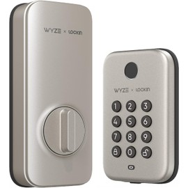 Wyze Auto-Lock Bolt, Fingerprint Unlock with Keypad, Electronic Entry Door Smart Deadbolt Lock, IPX5 Weatherproof, Easy Installation, Satin Nicke