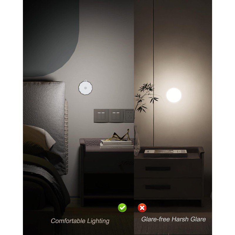 SMASOON 3-Pack Battery Operated Motion Sensor Lights, Stick-On Night Light,