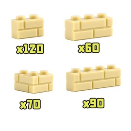 WSRYLTCH Wall Masonry Profile Bricks Parts: 340 PCS Classic Wall Accessories Building Block(Beige)