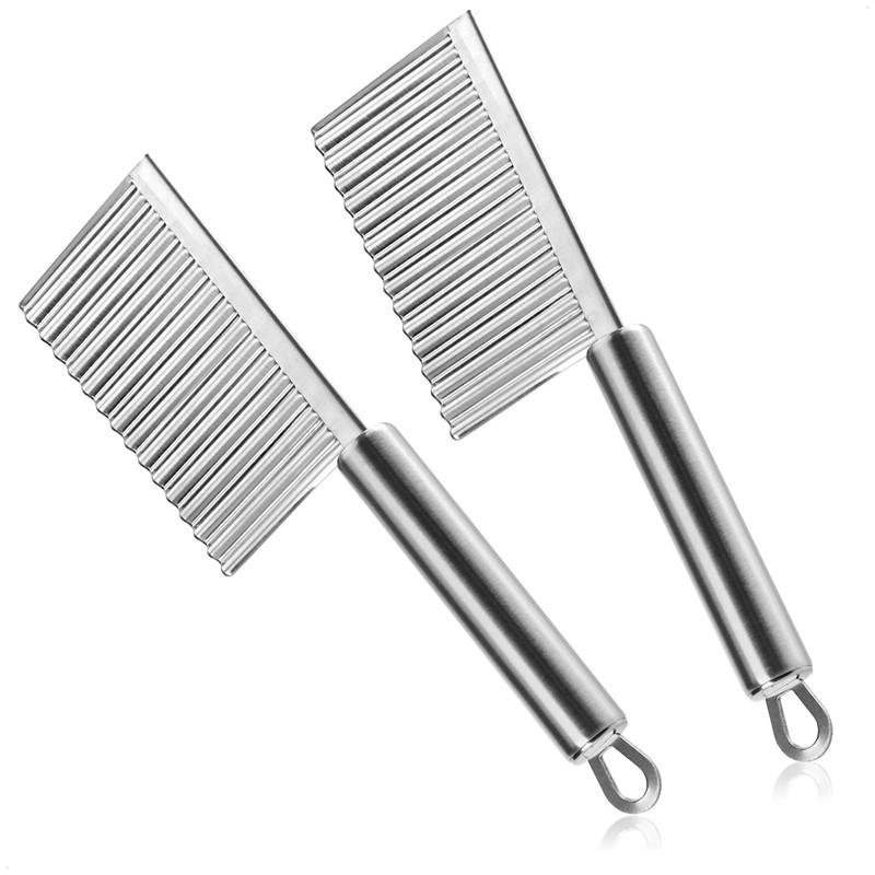com-four® 2x Wellenschneider - Riffelmesser aus rostfreiem Edelstahl - Garniermesser