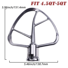 ELSOON Stainless Steel Flat Beater Replacement for Kitchenaid 4.5-5QT Tilt-Head Stand Mixer - Fit for K45 K45SS KSM75 KSM90 KSM95 KSM100 KSM103 KSM110 KSM150