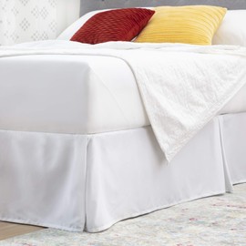 Linenspa 14 Inch Wrinkle and Fade Resistant-Machine Washable-Easy Use Pleated Microfiber Bed Skirt, Twin, White