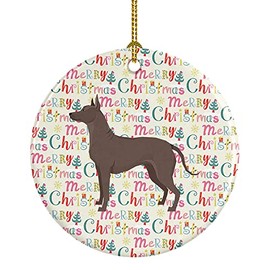 Caroline's Treasures Mexican Hairless Dog Xolo Merry Christmas Ceramic Ornament, Multicolor Christmas Tree Hanging Decorations for Home Christmas Holiday, Party, Gift, 3 in, Multicolor