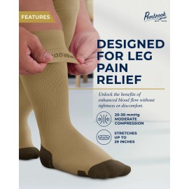 Pembrook Plus Size Compression Socks - Wide Calf Up to 6XL | Tan Wide Calf