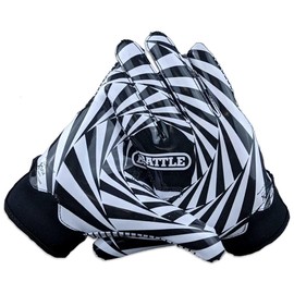 Battle Sports Kaleidoscope Wide Receiver Football Gloves, Ultra Stick Adult & Youth Gloves - Youth Medium, Black/White