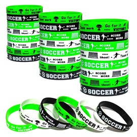 ATSMOICY 24PCS Soccer Party Silicone Wristband Bracelets-Inspirational Gifts - Sport Festival Party Favors and Supplies for Birthday School Prizes/Gifts Boys Girls