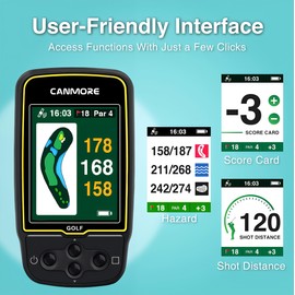 CANMORE HG500 Golf GPS - Extra Large Easy-to-Read Color Display, preloaded 41,000 Course map Worldwide Shape of The Green and The Fairway(Black)