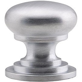 Victorian Round Cupboard Door Knob - 38mm Dia - Satin Chrome Cabinet Handle | Small Cupboard Door Knob - Wardrobe Cabinet Pull Handle - Suitable for Lightweight Internal Doors