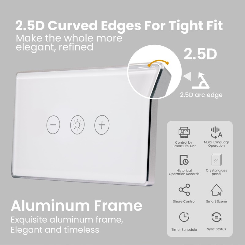 LOUYSGEN Smart Dimmer Switch Aluminum Frame Need Neutral Wire No