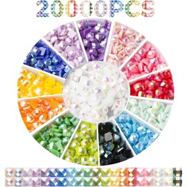 AB Diamond Painting Square Stones Diamond Painting Accessories Diamond Decoration 20000 Pieces 20 Colours Diamond Replacement Sparkling Beads for Nails, Gemstones, Craft Ornaments (1000 Pieces per