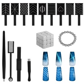 41Pcs Nail Magnet Tool Set, Cat Eye Nail Magnet for Gel Polish Dual-Head S-shape Magnetic Sticks & Pens Kit for DIY Nails Gradient Design Accessories