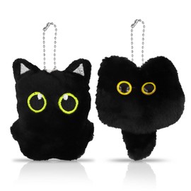 Aomhrek Pack of 2 Cat Key Chains, Key Fob Cat, Cat Keyring, Black Cat, black