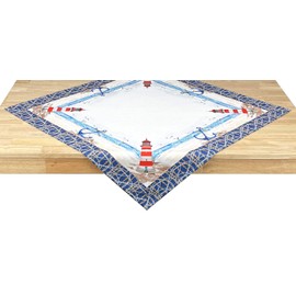 Lighthouse Table Cloth 75 x 75 cm Easy-Care Tablecloth for Kitchen, Garden, Balcony etc.