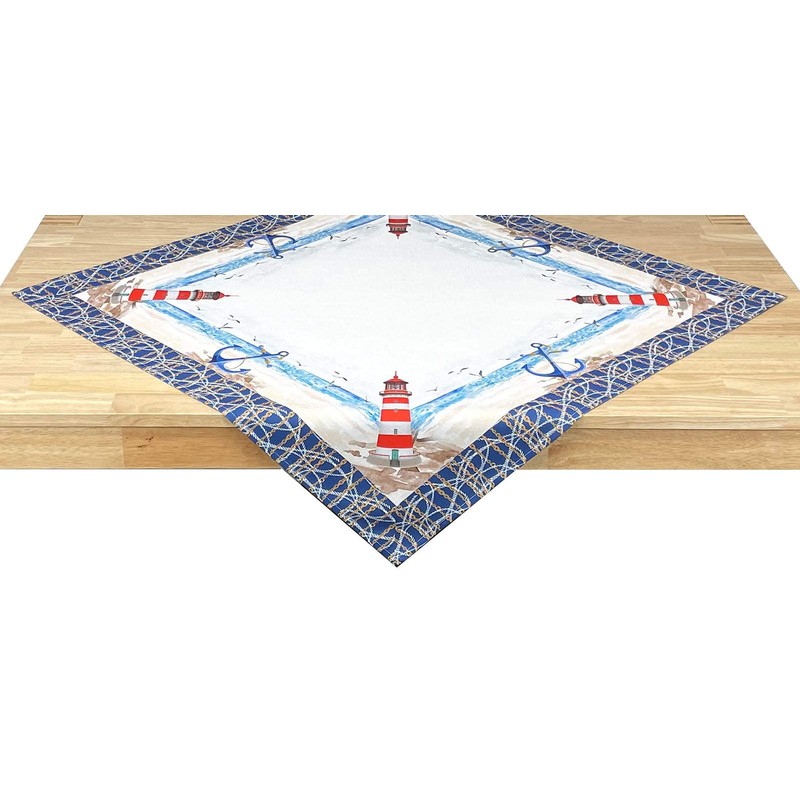Lighthouse Table Cloth 75 x 75 cm Easy-Care Tablecloth for