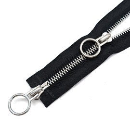 XCSJ #5 Zip 100 cm, Metal Zip 2-Way Separable Zip Sewing Zip for Jackets, Coats, Down Jacket, Suitcase, Tent, Bag, DIY Sewing Craft (Black, 100 cm)