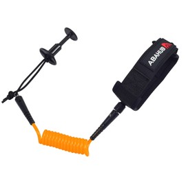 Abahub Premium 4 ft Bodyboard Leash, 5.5mm Thick Coiled Wrist Surf Body Board Leashes with Plug for Bodyboarding, Orange