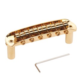 KAISH Electric Guitar Bridge Assembly with Large Barrel Saddles (not height adjustable) Vintage 2-3/16" String Spacing for Jaguar/Jazzmaster Gold