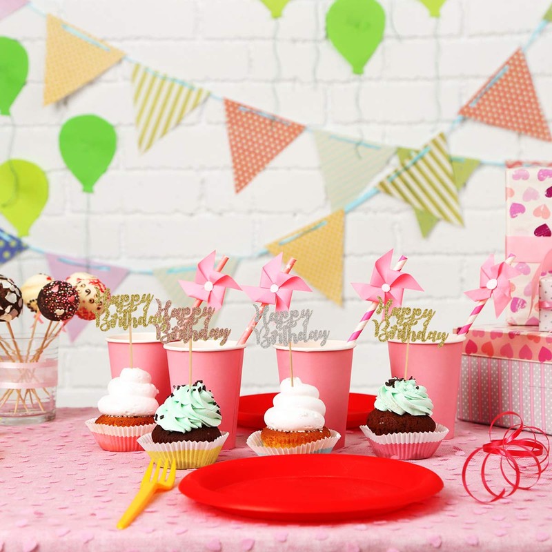 Donoter 48 piezas de decoración para cupcakes con purpurina dorada