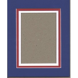 16x20 Patriotic Triple Picture Mat, Bevel Cut for 11x14 Picture or Photo