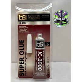 Bob Smith IC-2000 Black Rubber Toughened Super Glue, 20g Tube, Hobby Bolts, BSI