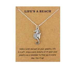 CrownOfRibbons Seahorse Necklace for Women, Pendant and Chain in a Jewellery Bag