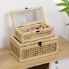 ANMINY Rattan Decorative Basket Box with Glass Lids, Set of