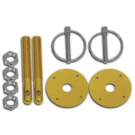 CFR Performance For Chevy Ford Aluminum Hood Pin Kit Flip-Over Style - Gold