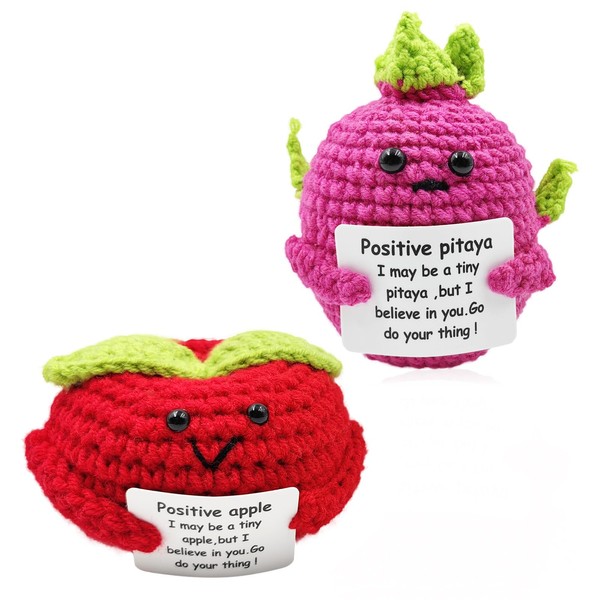 SIMXEHAY Funny Positive Apple Pitaya,Cute Knitted Crochet Dolls, Funny Soft