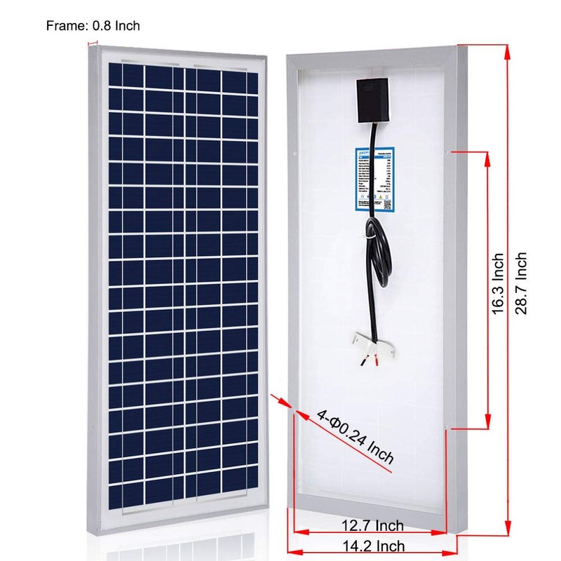 ACOPOWER 35W 5A 12V Solar Charge Kit, 35Watts Polycrystalline Solar